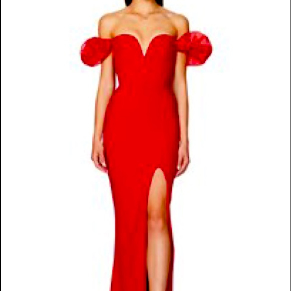 NWT Gorgeous Nookie Off the Shoulder Red Gown